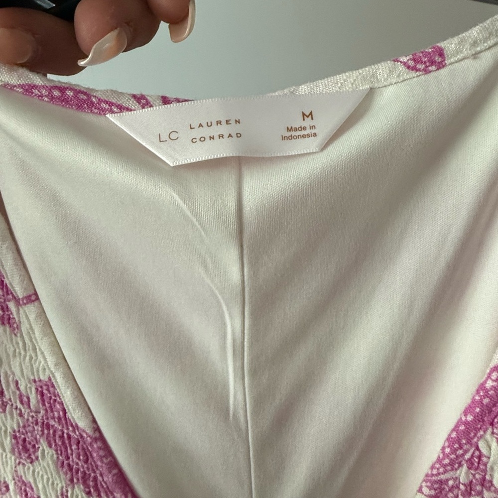 LC Lauren Conrad Pink and White Floral Midi Dress - Picture 3 of 12